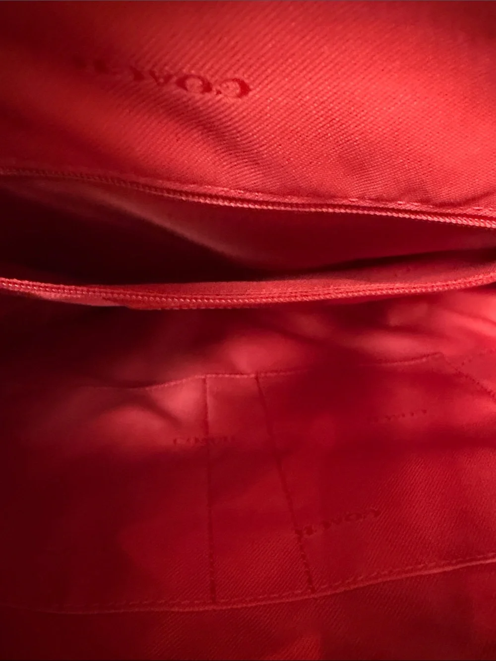 Bold Red Faux-Croc Backpack with Front Pockets Coach